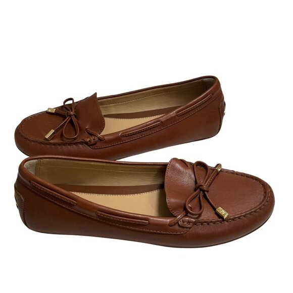 Michael Kors Sutton Cognac Moccasin Flat Loafers with Bow Size 8.5 Lk Nw! - Picture 4 of 6